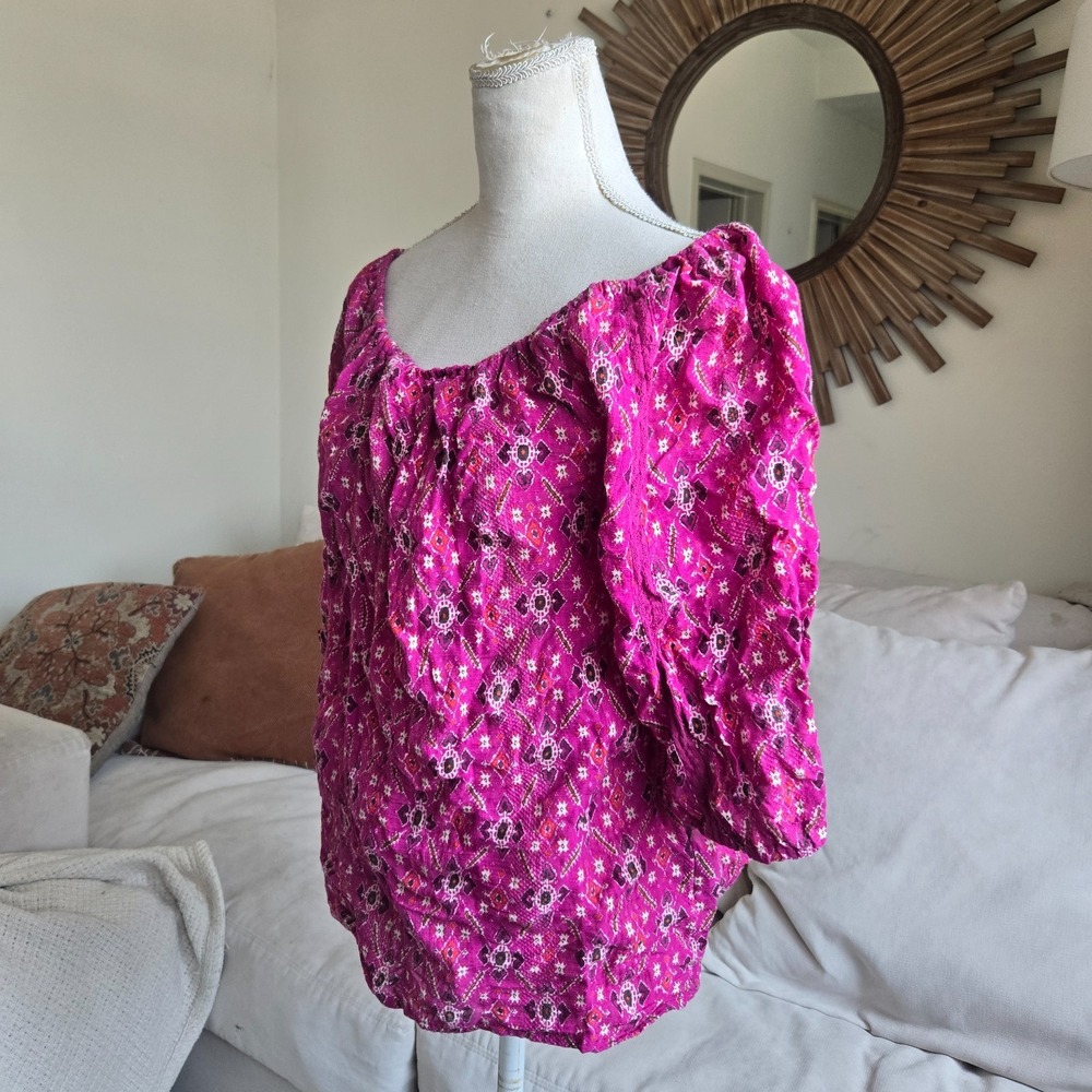 Anthropologie Womens Pink‎ Floral Off-The-Shoulder Floral Blouse Top Size Small - Picture 3 of 9